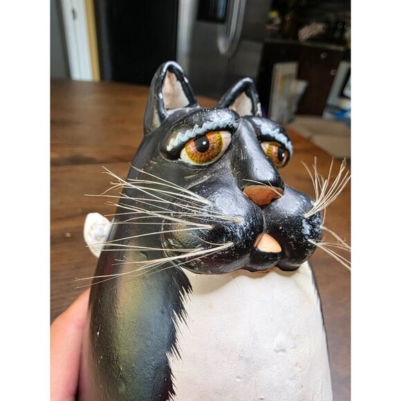 VTG Enesco Funny Bone Vicki Thomas Black Tuxedo Cat Figurine 1997 Fat Cat - Picture 15 of 16